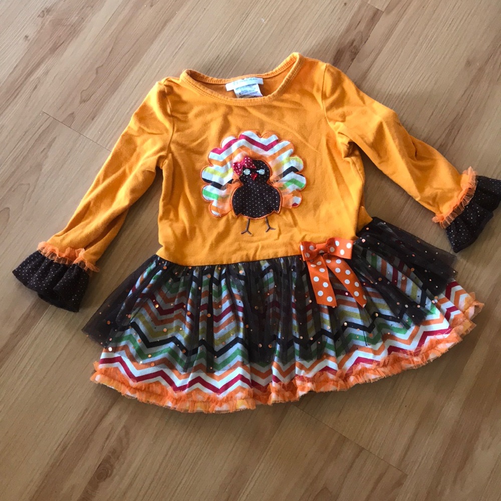 3T Thanksgiving Turkey Dress with lots of details
